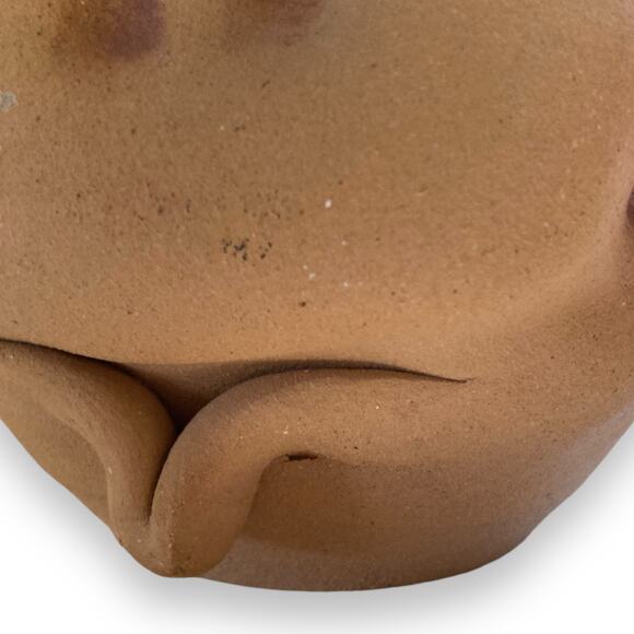 Unique Vintage Hand Thrown Sky Blue Tan Goofy Cow Oversize Coffee Mug Farmhouse - Picture 13 of 16